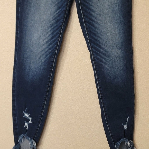 KanCan ● High Rise Fray Hem Ankle Skinny Jeans for Women's Destresed Blue Sz 27 - Picture 3 of 11